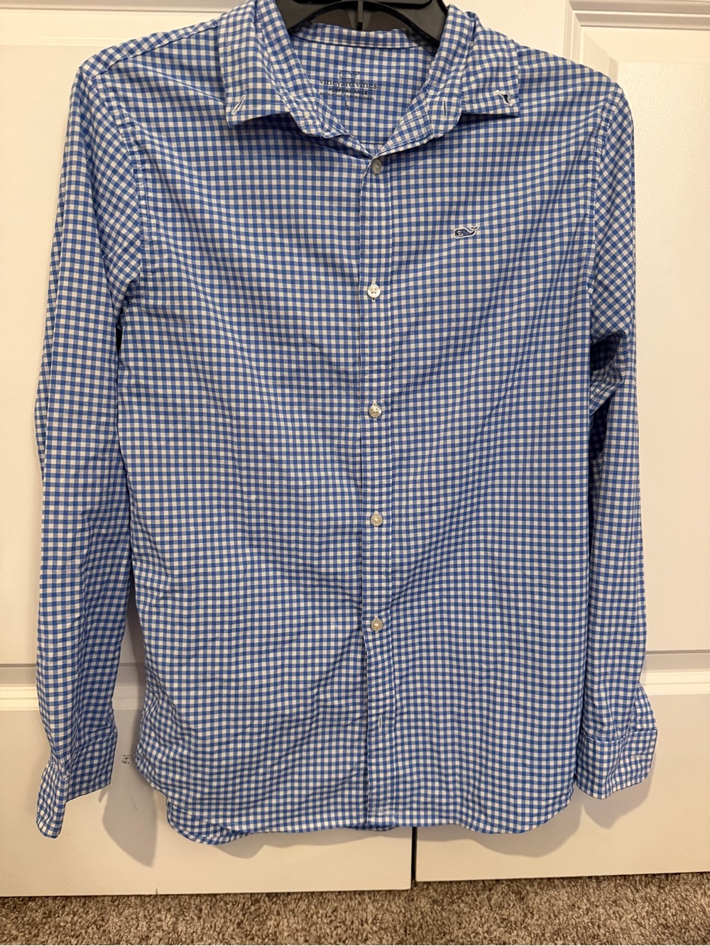 Vineyard Vines Performance Button Down Shirt Men’s Large Blue White Checkered